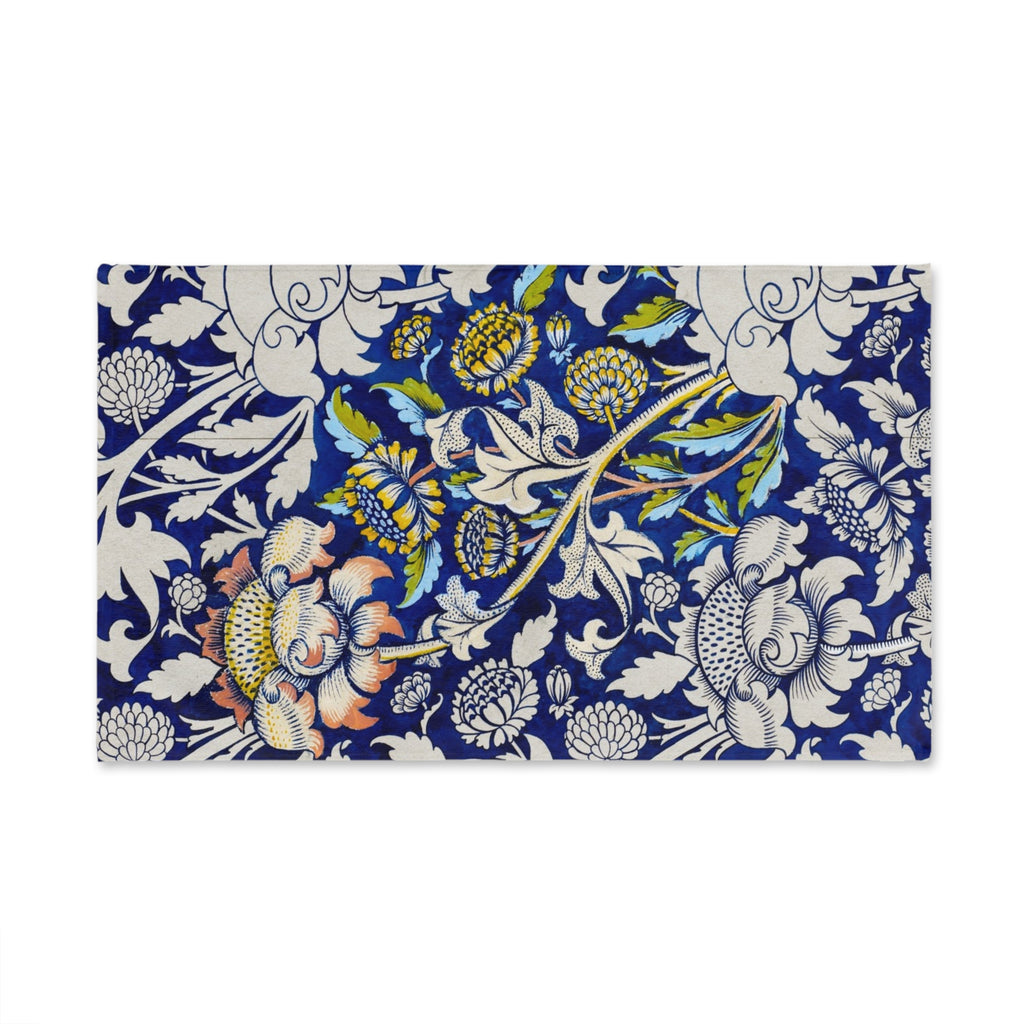 Blue Floral Design Hand Towel — Floral Bathroom Kitchen Decor