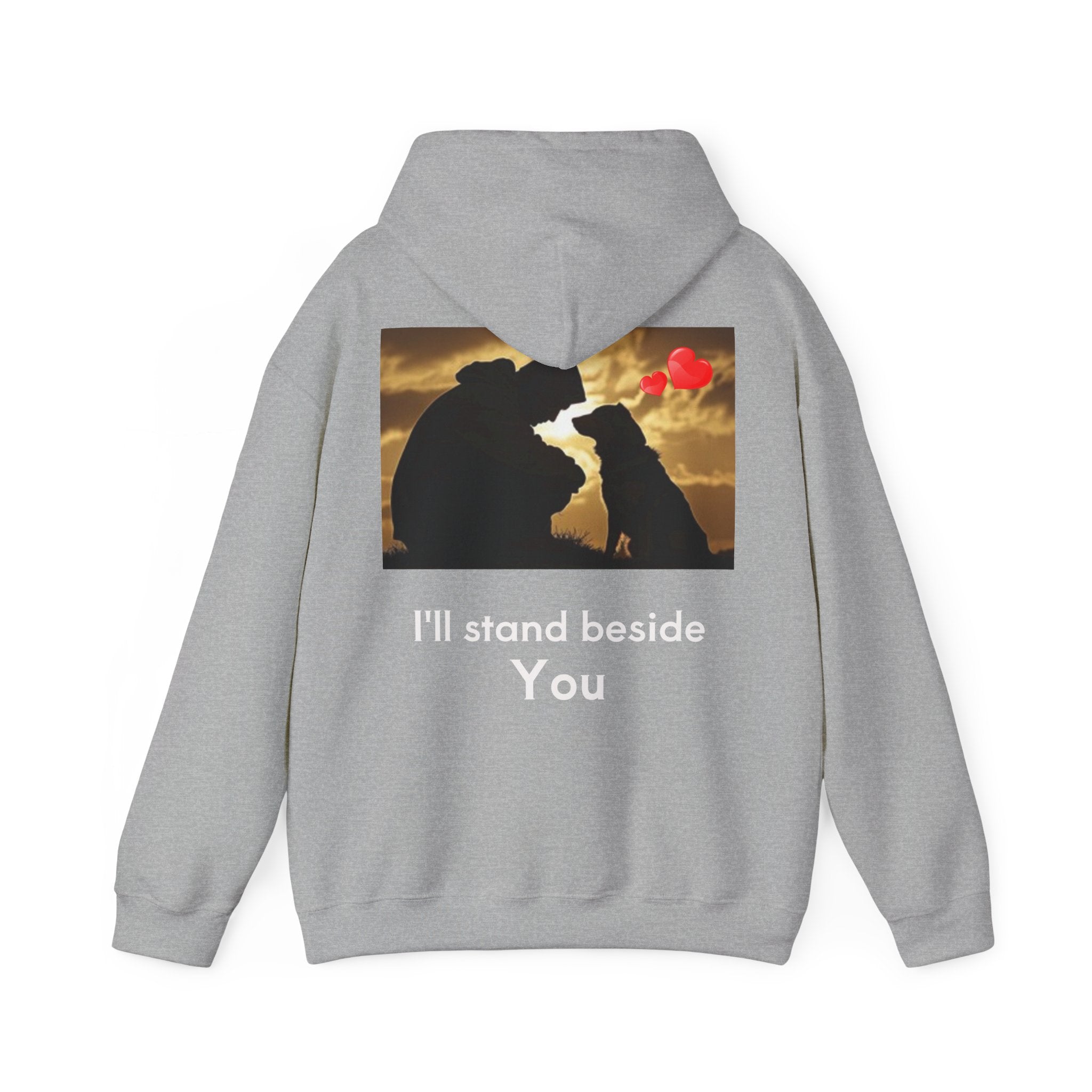 Hoodie — I'll stand beside You Silhouette of Person & Dog at Sunset Graphic Back Print