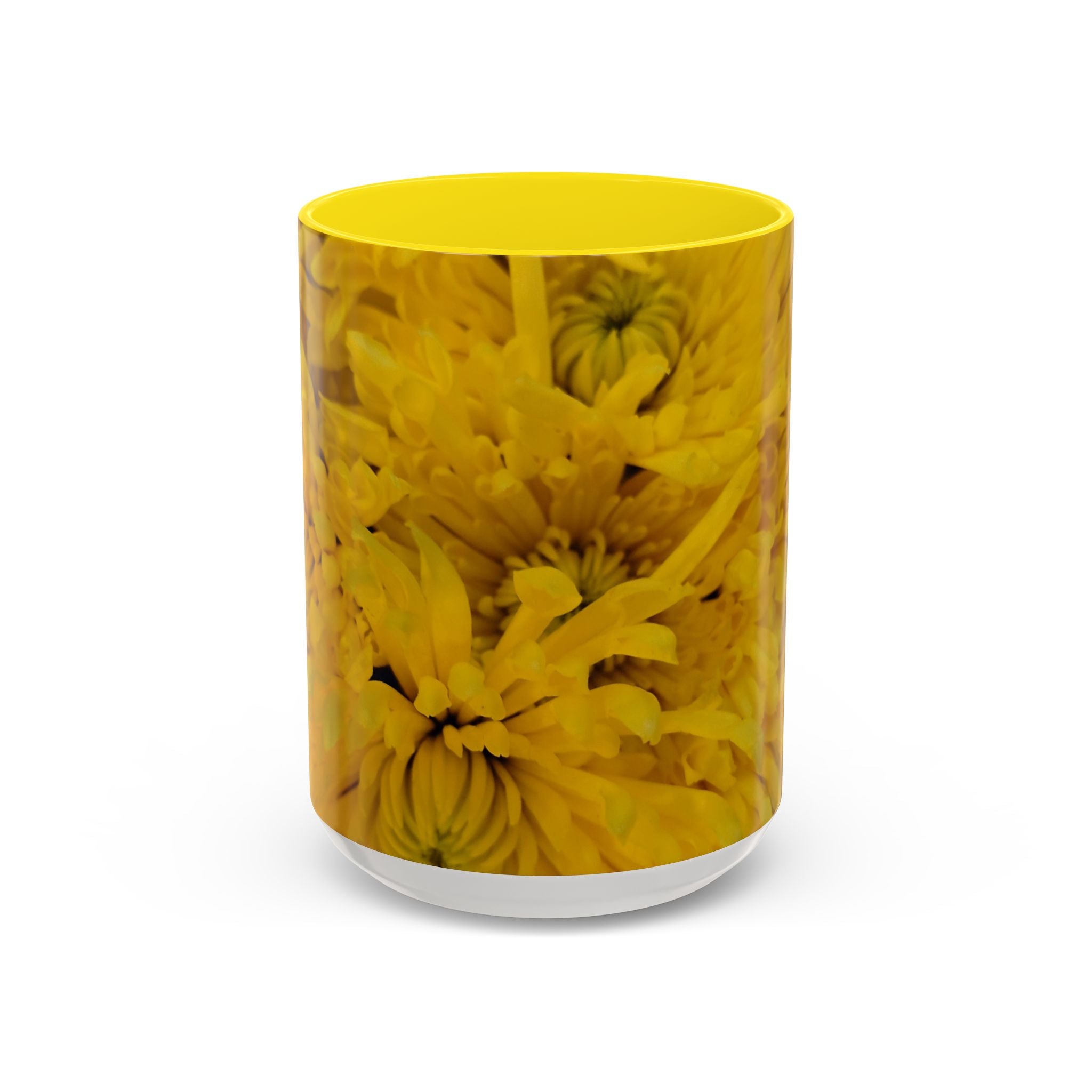 Mug à café motif chrysanthème jaune — Tasse à thé florale 11/15oz