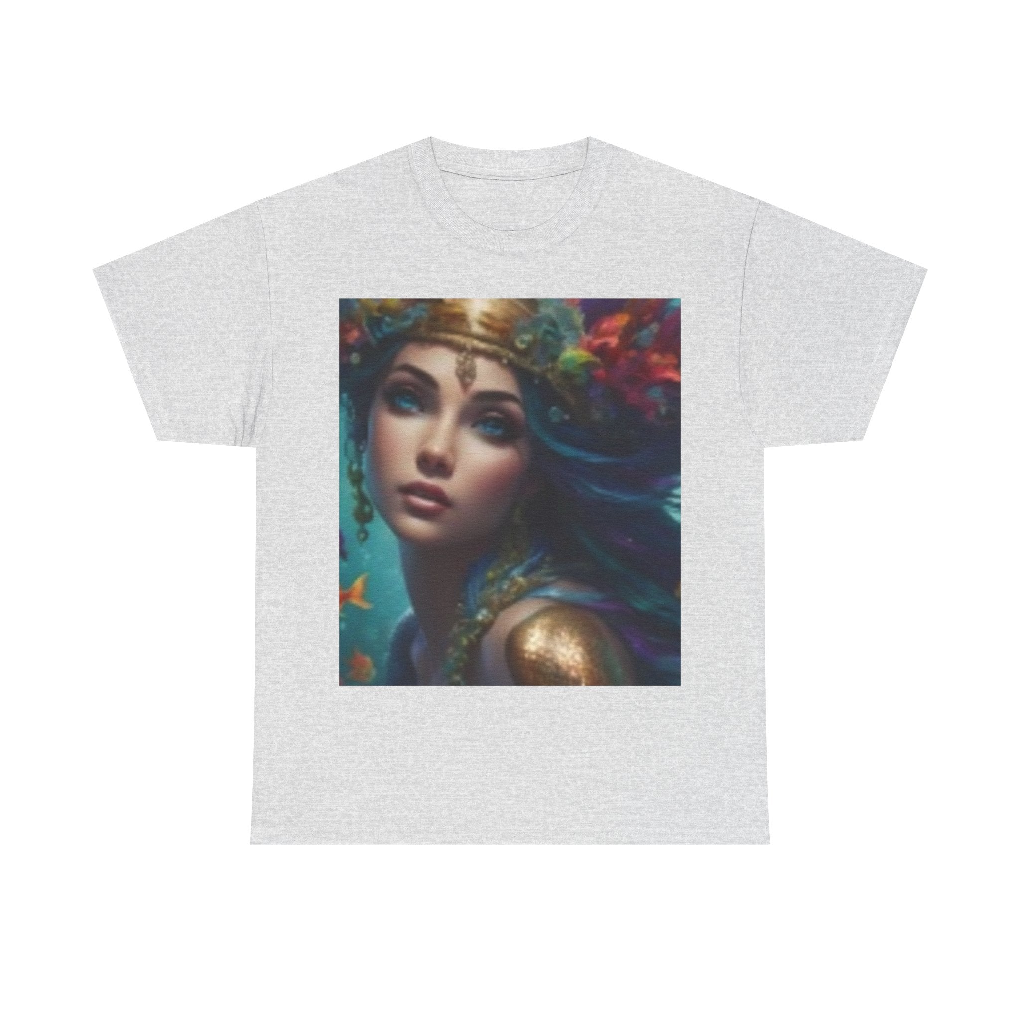 T-shirt Portrait Coucher de Soleil Mythique — T-shirt Graphique Déesse Artistique & Coucher de Soleil Vibrant
