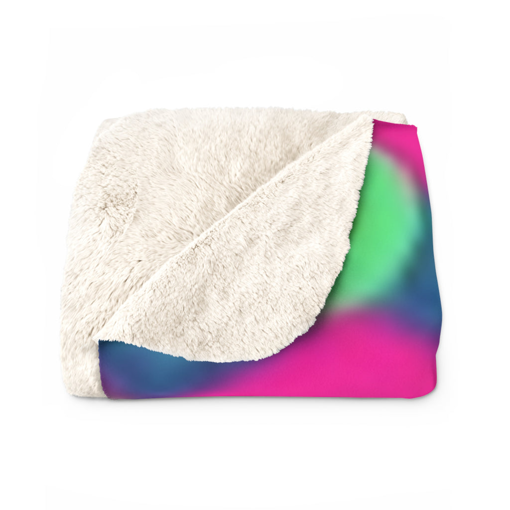 Vibrant Neon Abstract Sherpa Blanket — Plush Fleece Throw with Pink, Teal & Lime Pattern