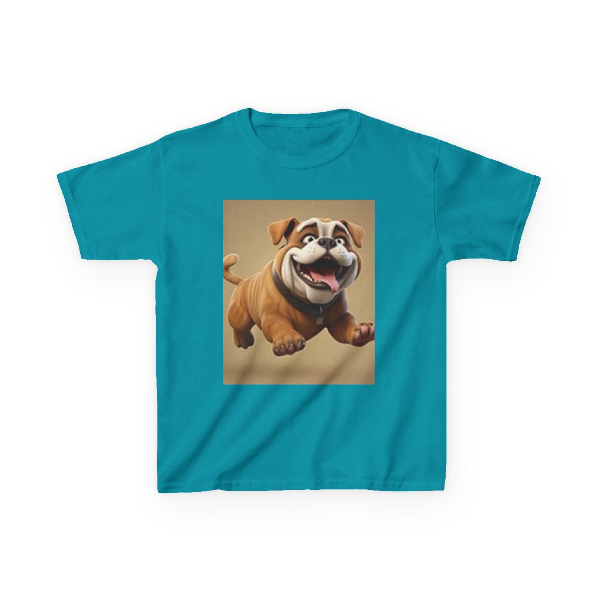T-shirt graphique enfant Bouledogue et Chats Mignons — T-shirt enfant chiot et chat superposés amusant