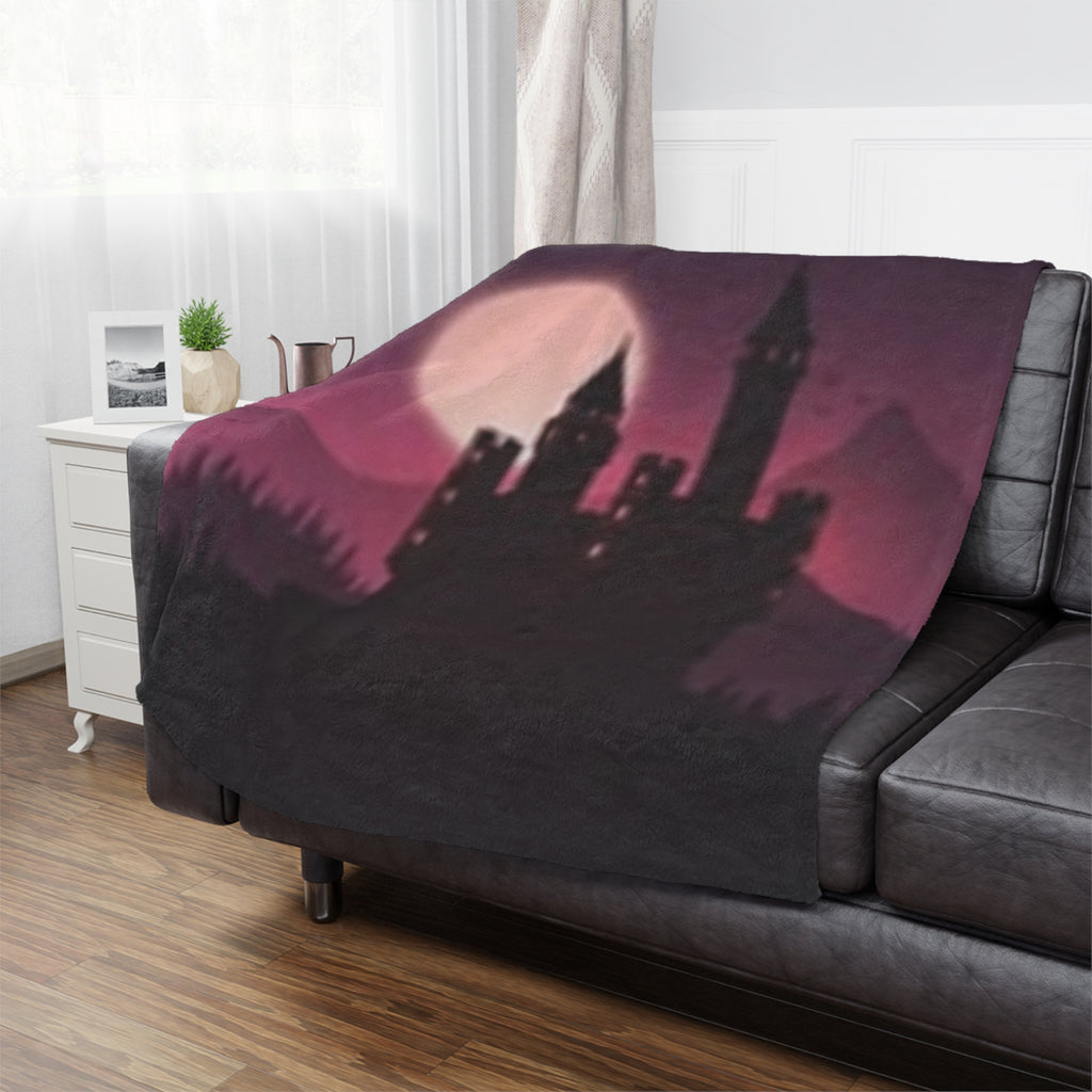 Castle Moon Minky Blanket — Gothic Moonlit Castle Throw for Cozy Nights