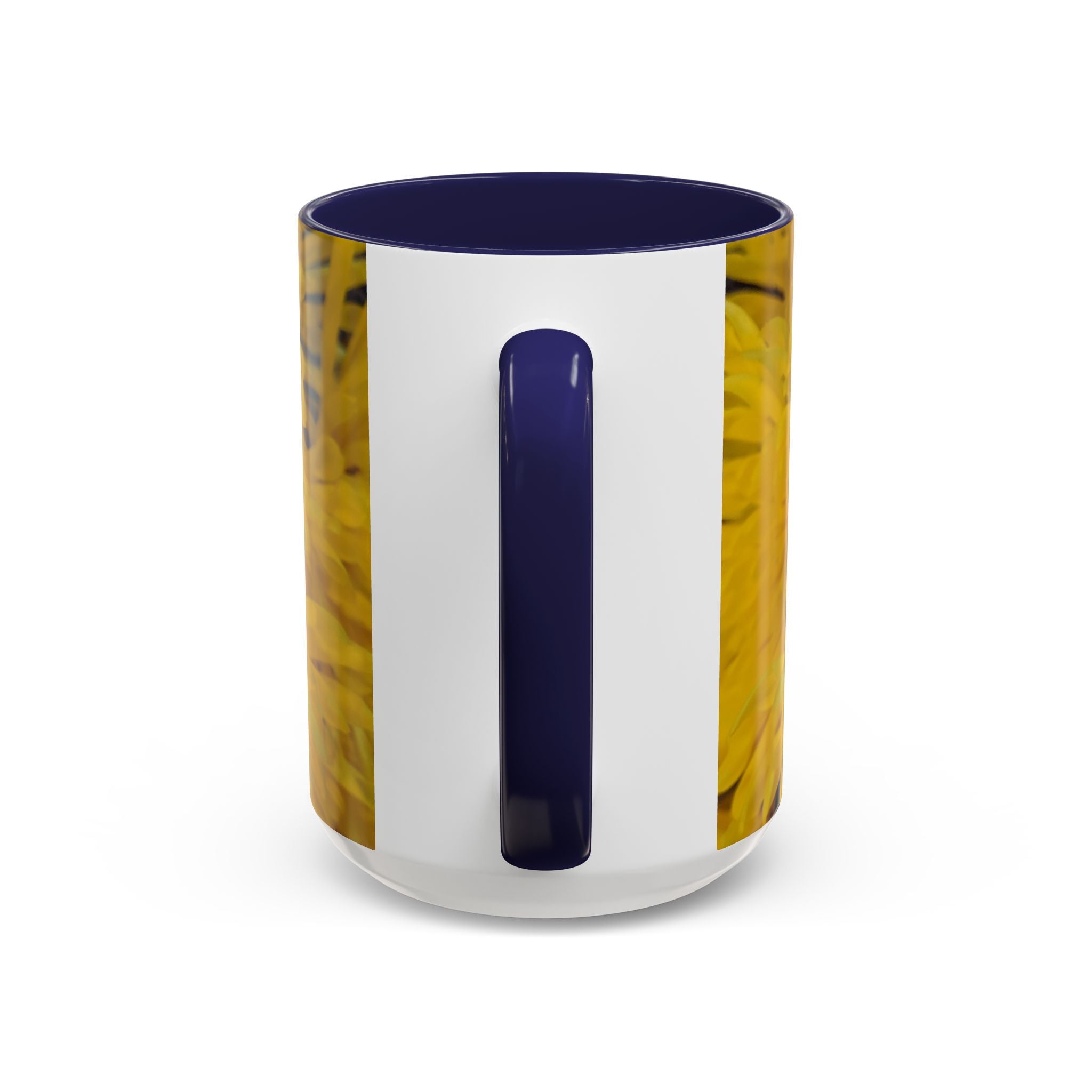 Yellow Chrysanthemum Accent Coffee Mug — Floral 11/15oz Tea Cup