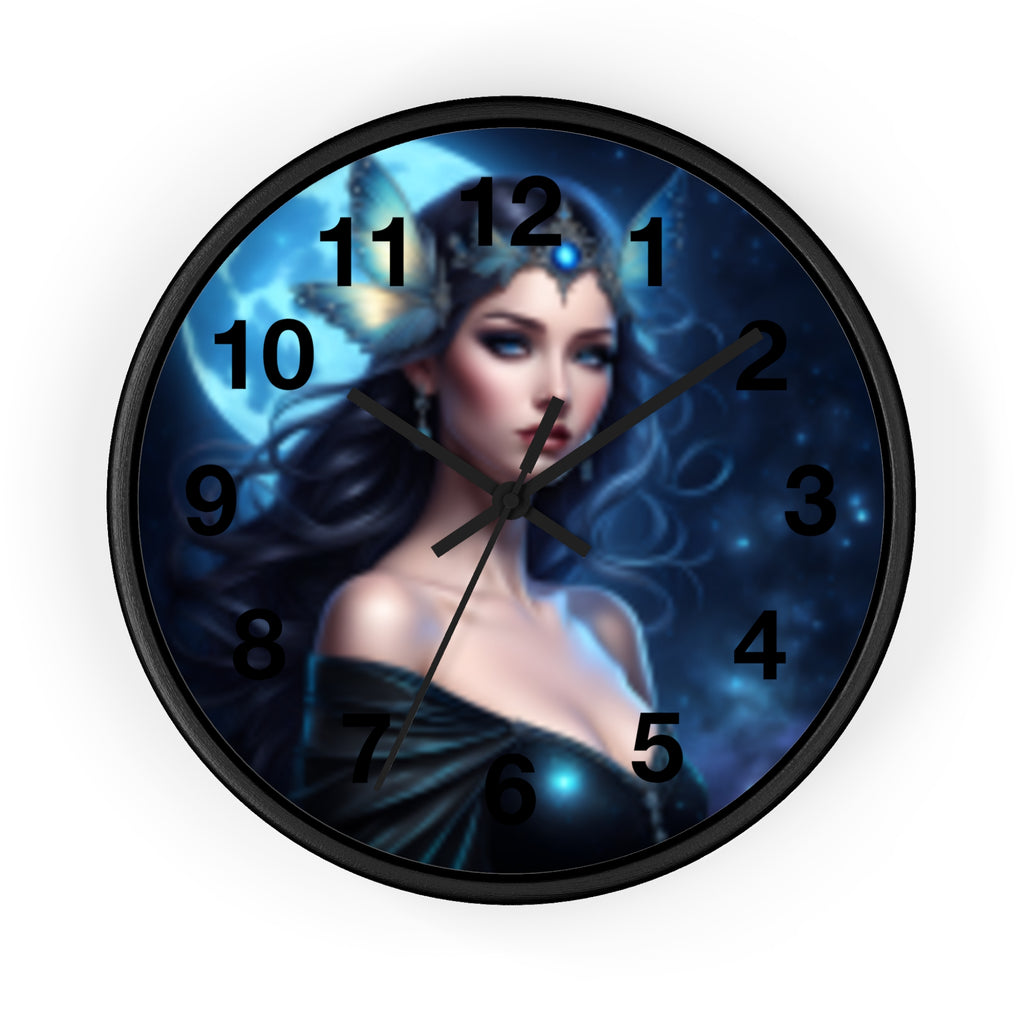 Moonlit Sorceress Wall Clock — Fantasy Goddess Decor