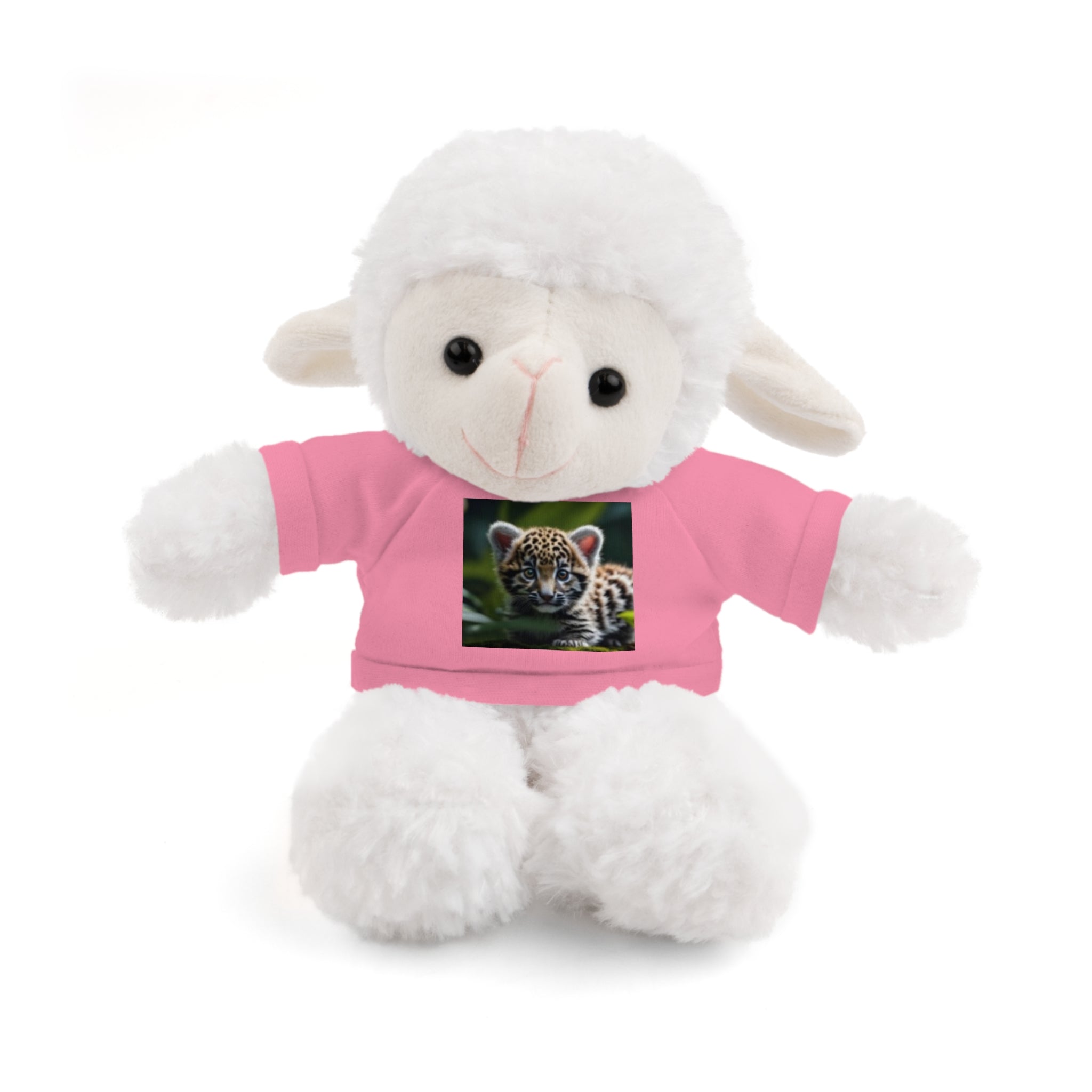 Plush Teddy Bear with Leopard Cub Tee — Cute Animal Gift for Kids & Wildlife Lovers