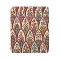 Boho Leaf Pattern Sherpa Blanket — Cozy Earth-Tone Fleece Throw