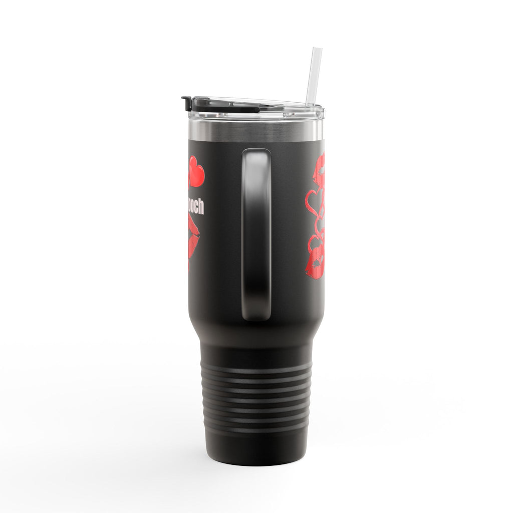 40oz Insulated Travel Mug with Heart Let's Smooch  – Large Tumbler for Coffee & Cold Drinks