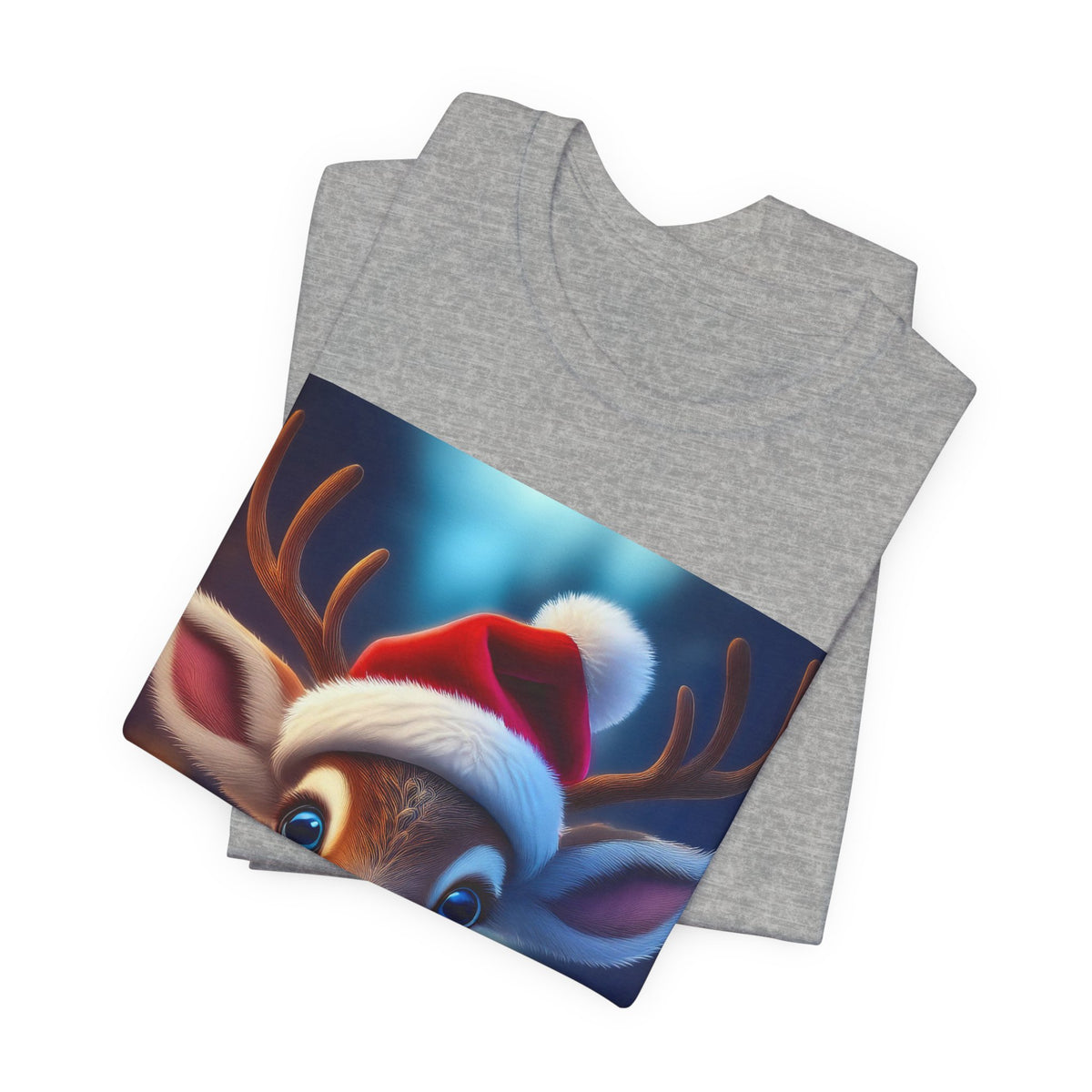 Cute Reindeer Santa Hat T-Shirt — Christmas Kids & Family Holiday Tee