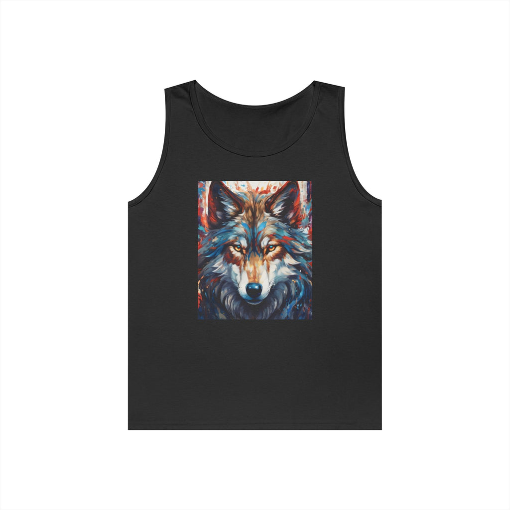 Wolf Portrait Tank Top — Colorful Artistic Wolf Face Graphic Tee