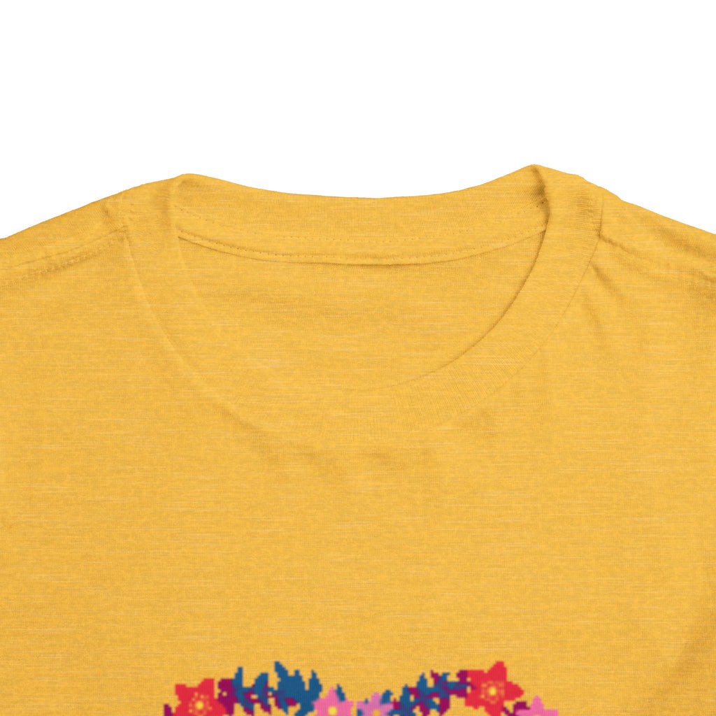 Toddler Tee — Floral Heart Graphic Kids' Short Sleeve Shirt
