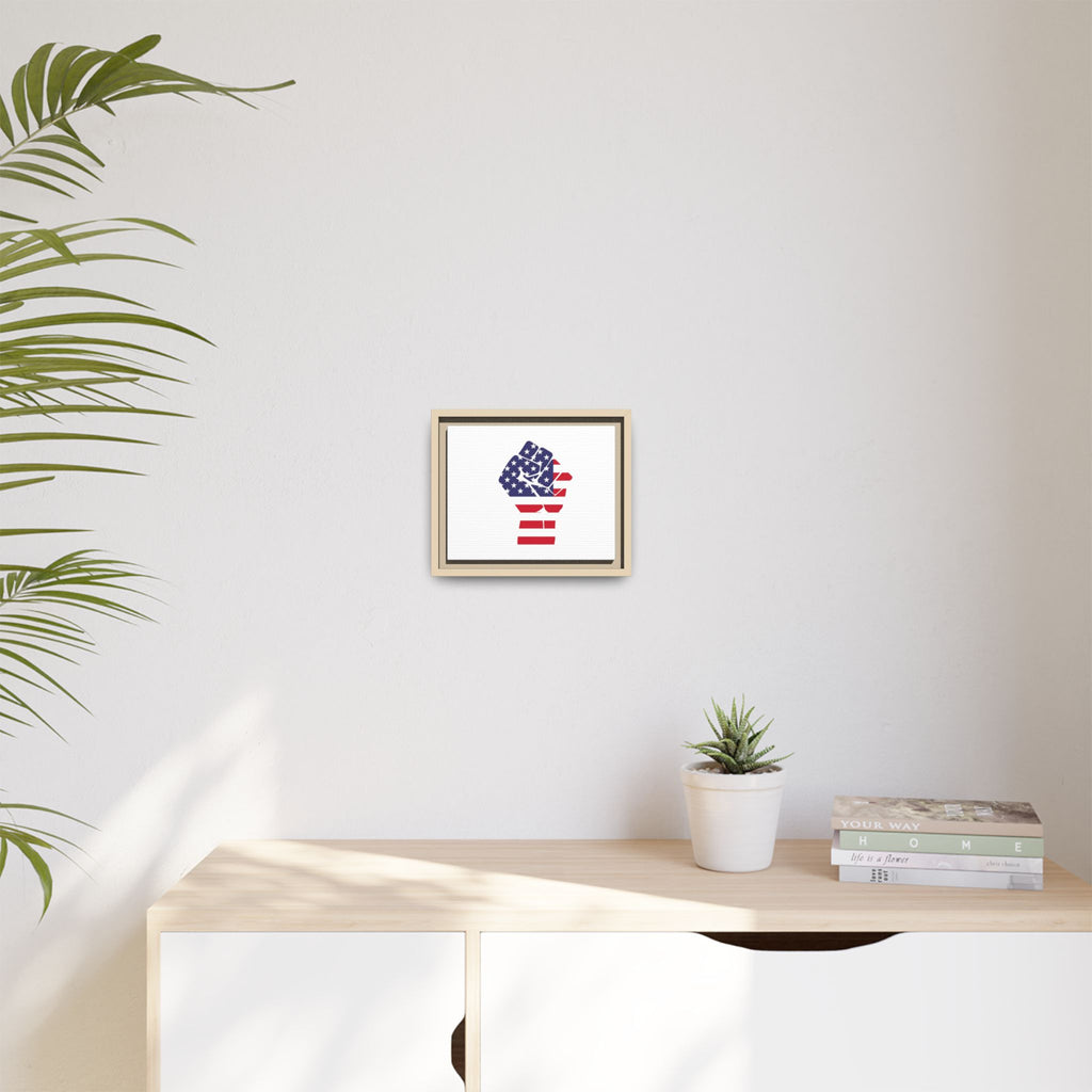 Framed Canvas Art – American Flag Fist Patriotic Wall Print