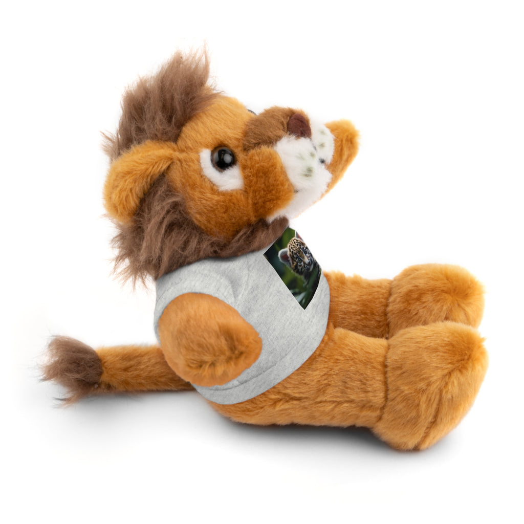 Plush Teddy Bear with Leopard Cub Tee — Cute Animal Gift for Kids & Wildlife Lovers