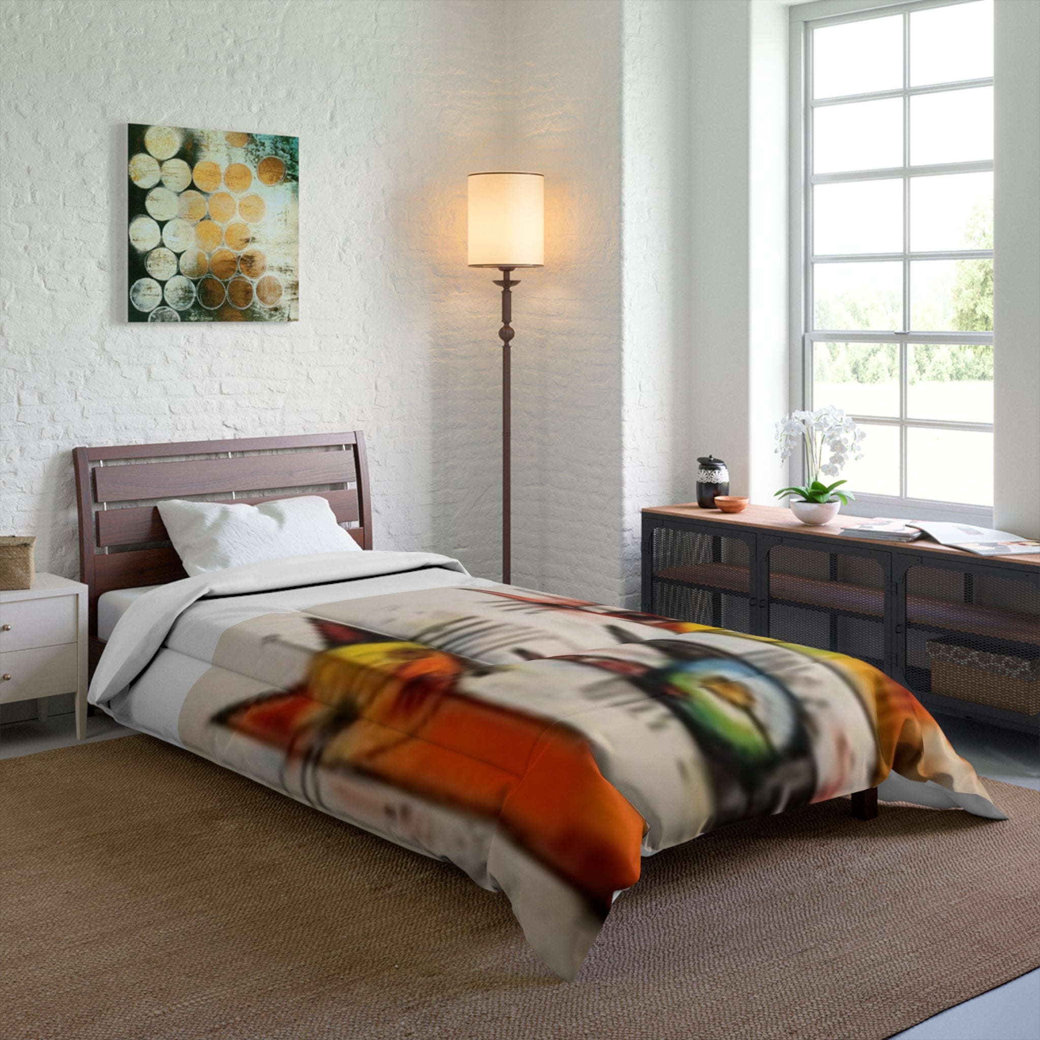 Colorful Abstract Cats Comforter — Modern Artistic Cat Bedding