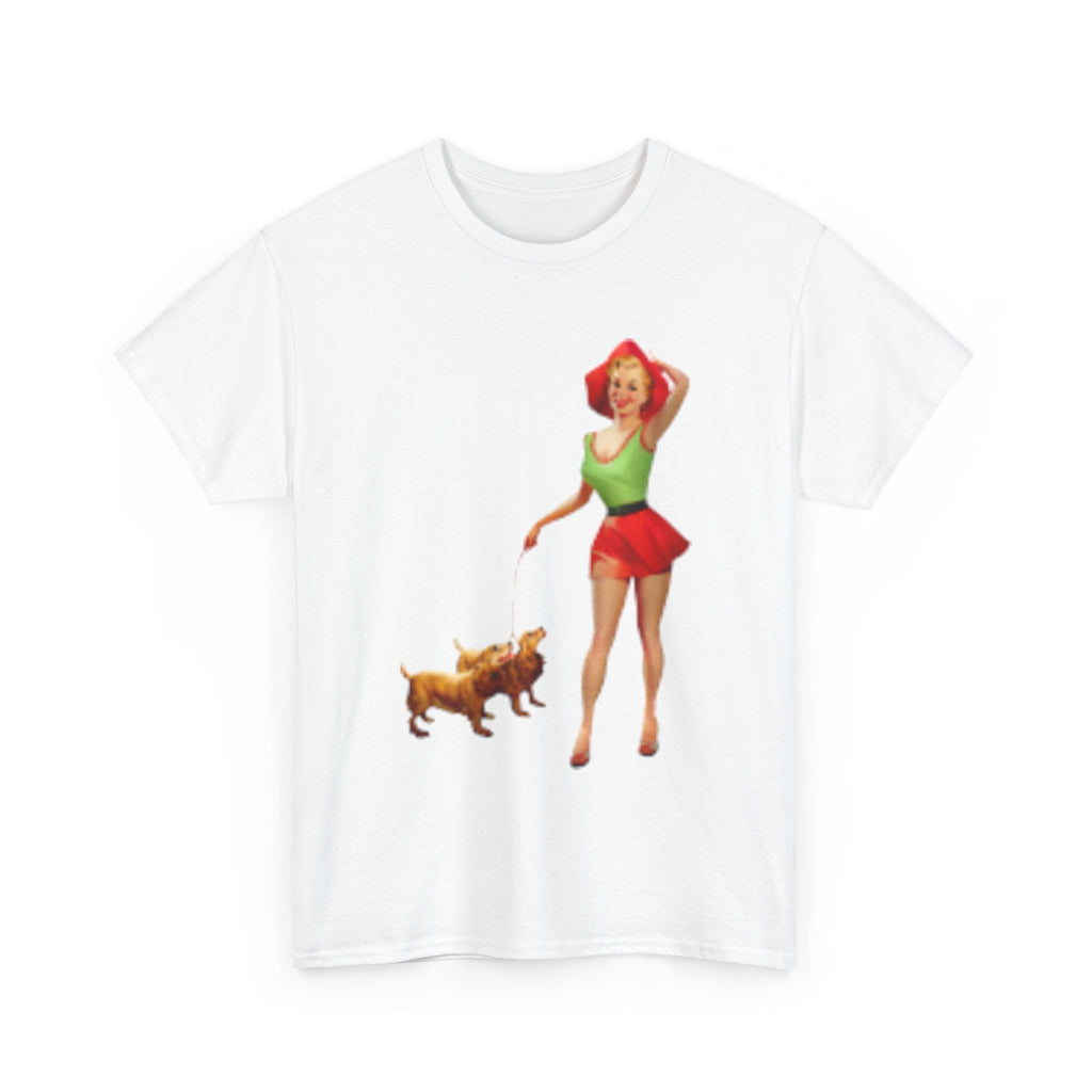 Pin-Up Girl with Terrier & Fast Car Graphic T-shirt — Retro 1950's Vintage Style T-Shirt