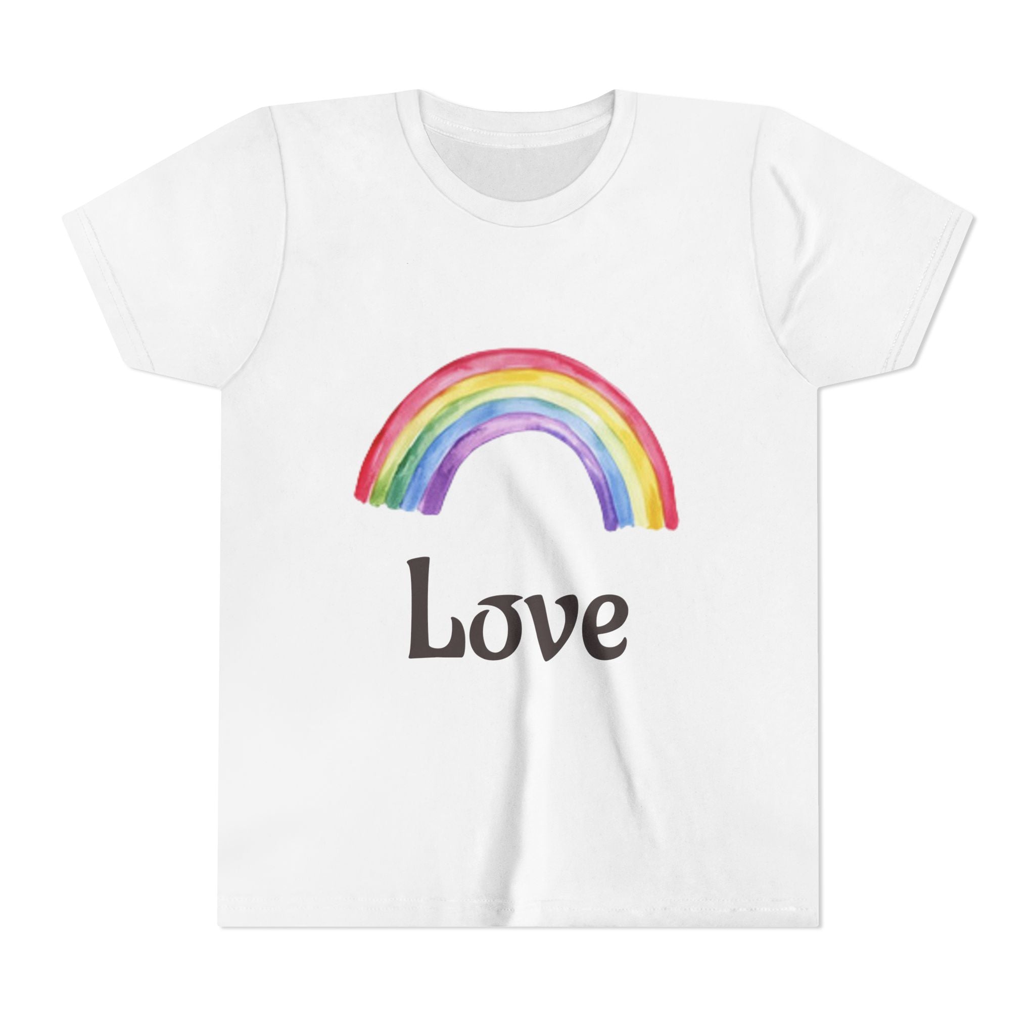T-shirt enfant — T-shirt pour enfants arc-en-ciel aquarelle et drapeau américain à coups de pinceau