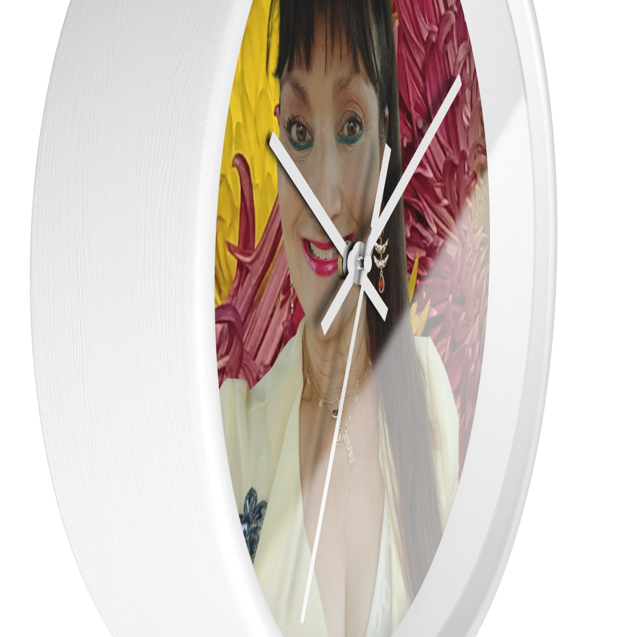 Mary Jordan Wall Clock – Bright Yellow & Pink Decorative Timepiece