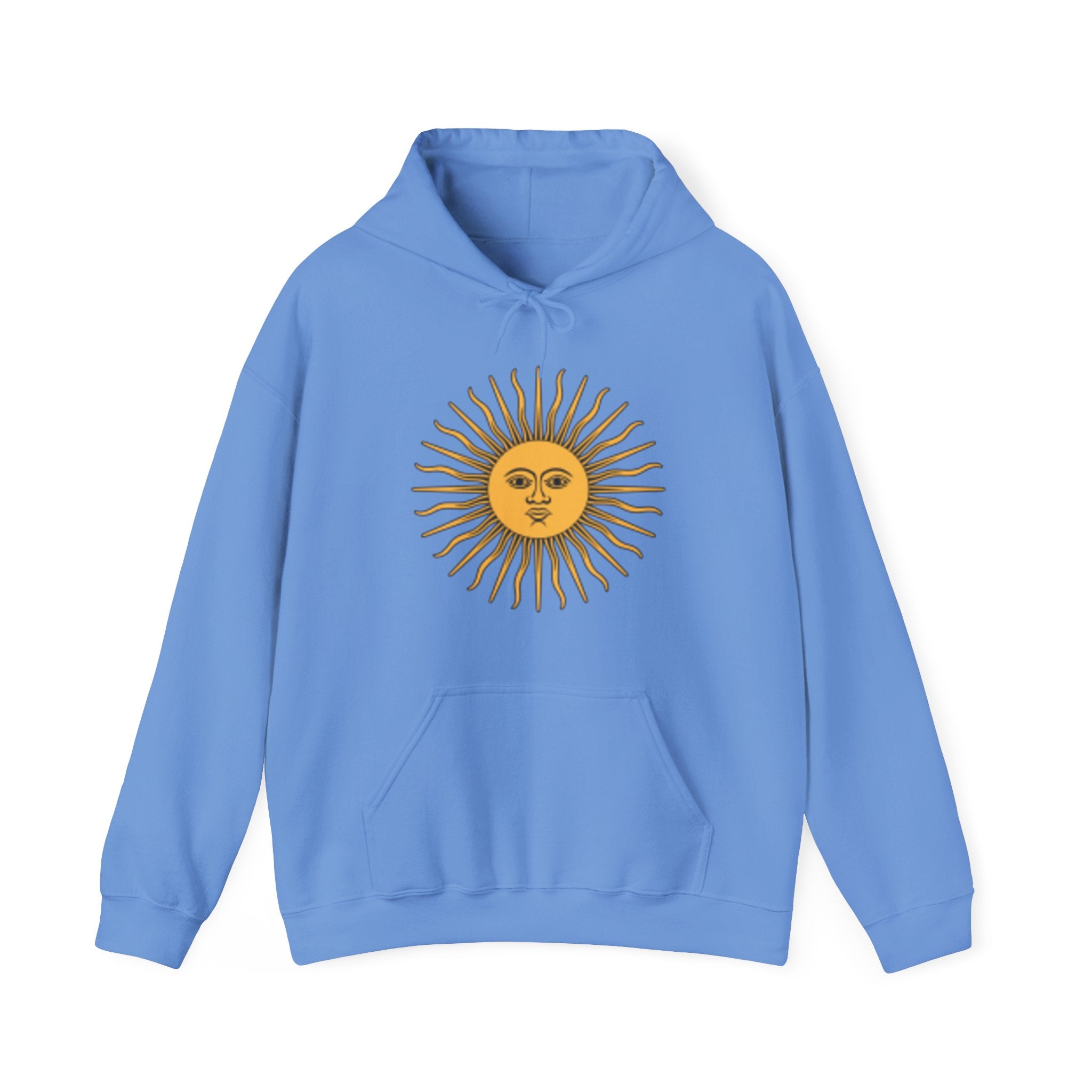 Sunface & Galloping Horses Hoodie — Boho Celestial Horse Art Sweatshirt