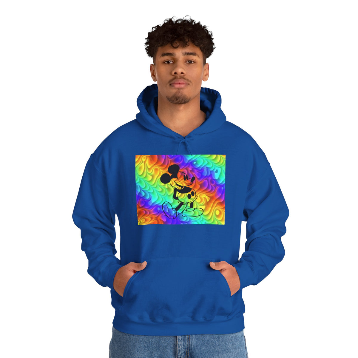 Mickey Mouse Rainbow Colors Unisex Heavy Blend Hooded Sweatshirt Warm & Cozy