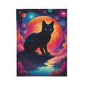 Mystic Black Cat Velveteen Plush Blanket — Cosmic Moonlight Throw