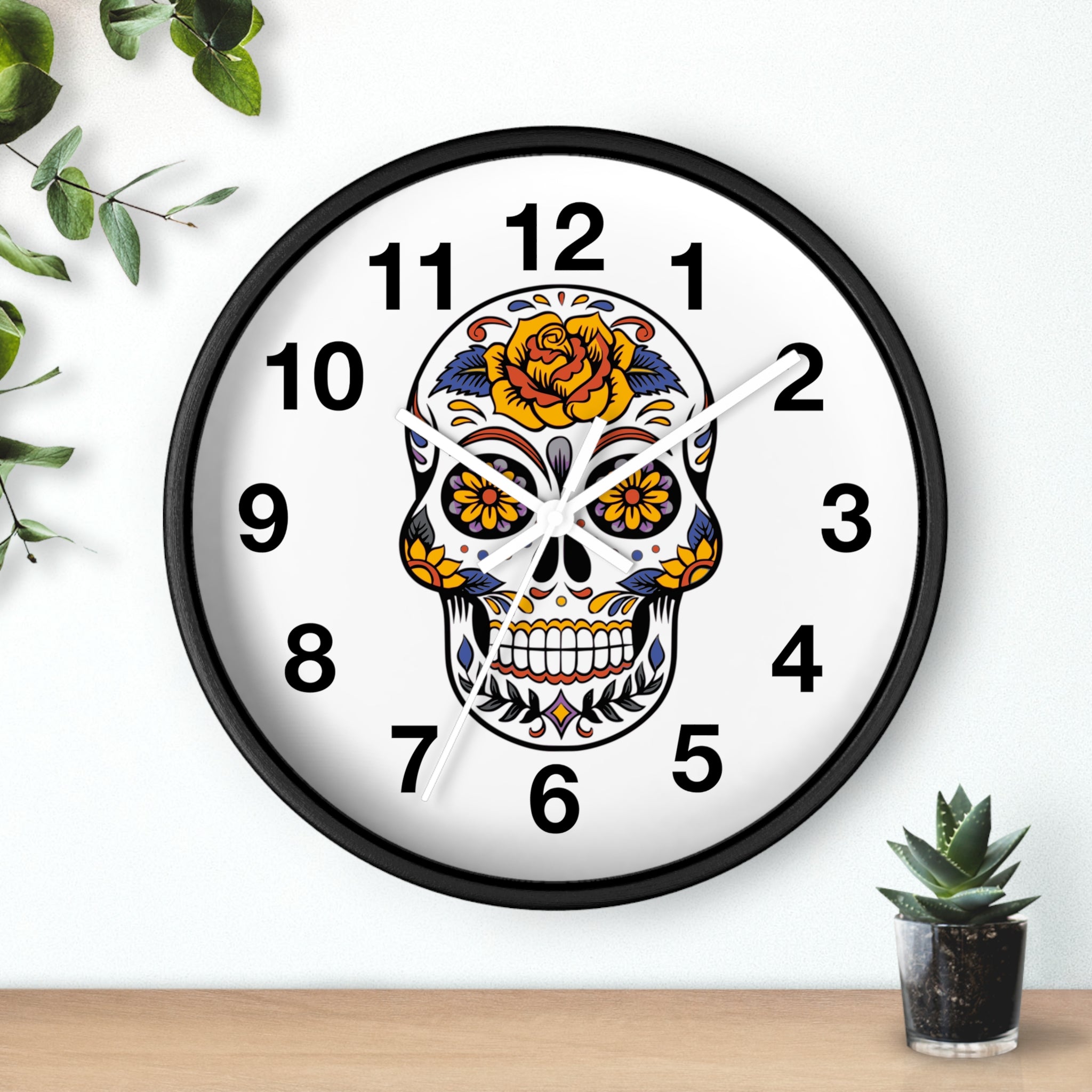 Sugar Skull Wall Clock — Colorful Day of the Dead Decorative Clock