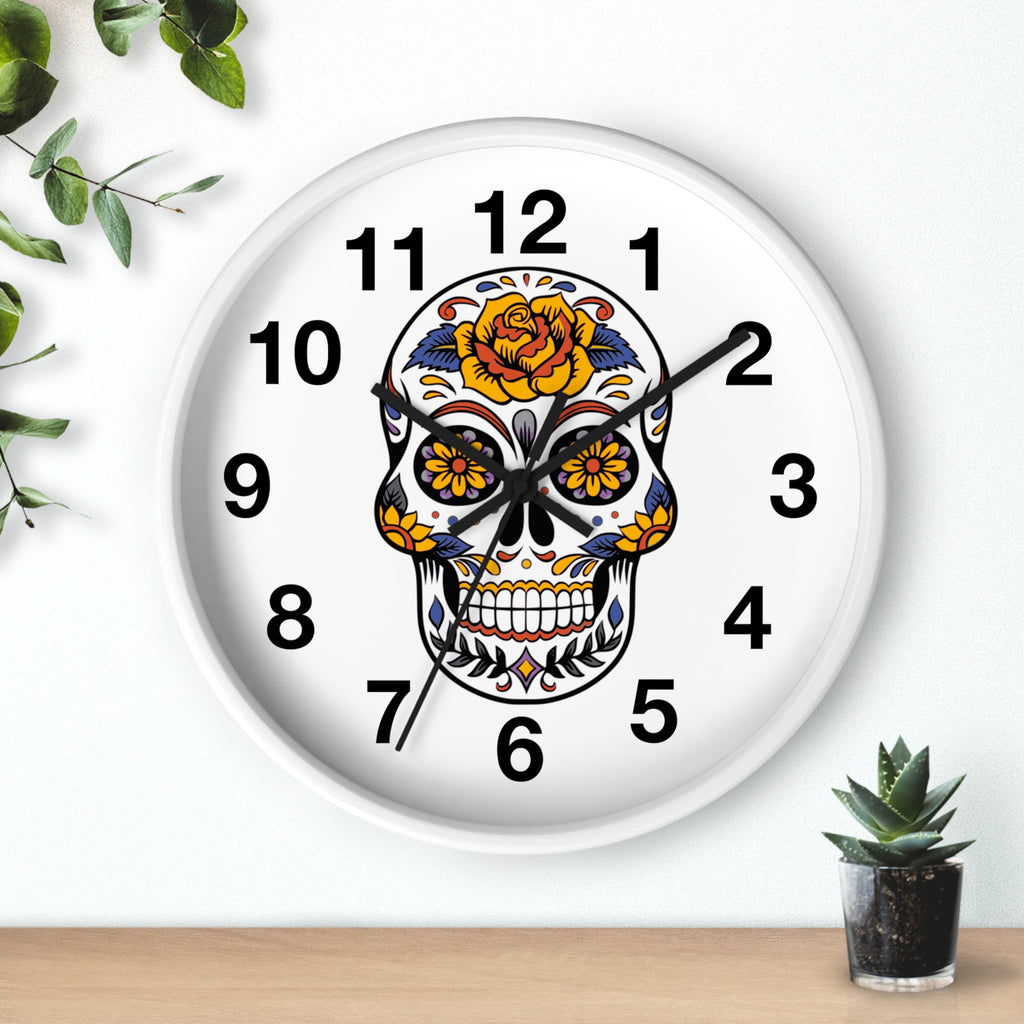 Sugar Skull Wall Clock — Colorful Day of the Dead Decorative Clock
