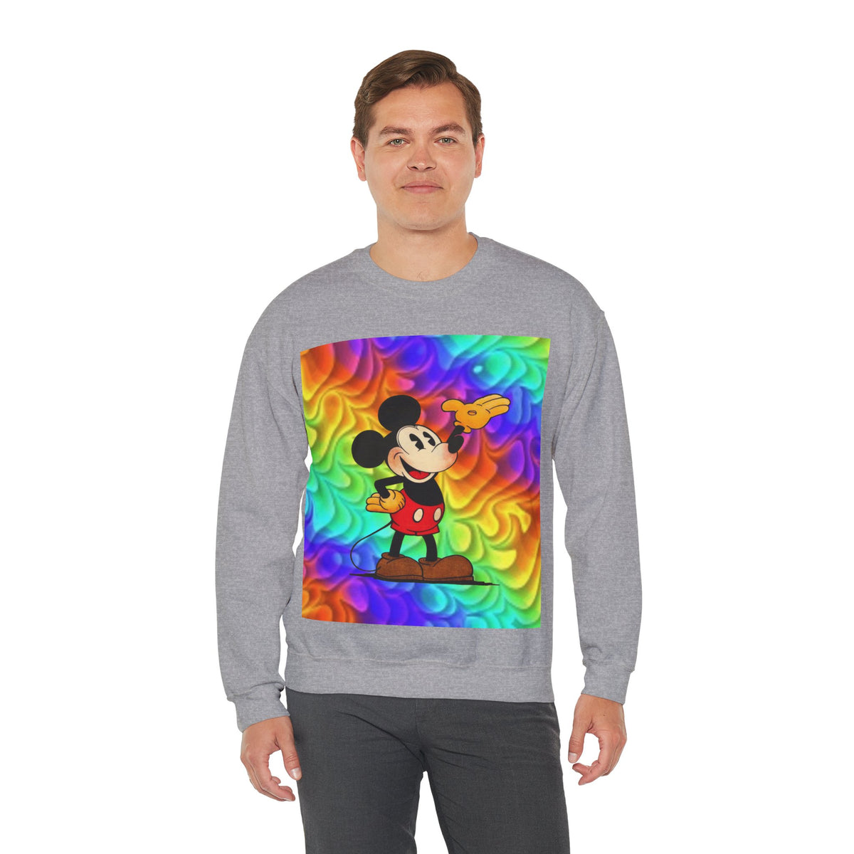 Mickey Mouse Rainbow Colors Unisex Heavy Blend Crewneck Sweatshirt
