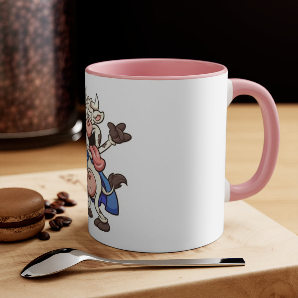Funny Cow Beer Accent Mug — Pink Interior Coffee Cup for Farm, Brewery & Party Gifts