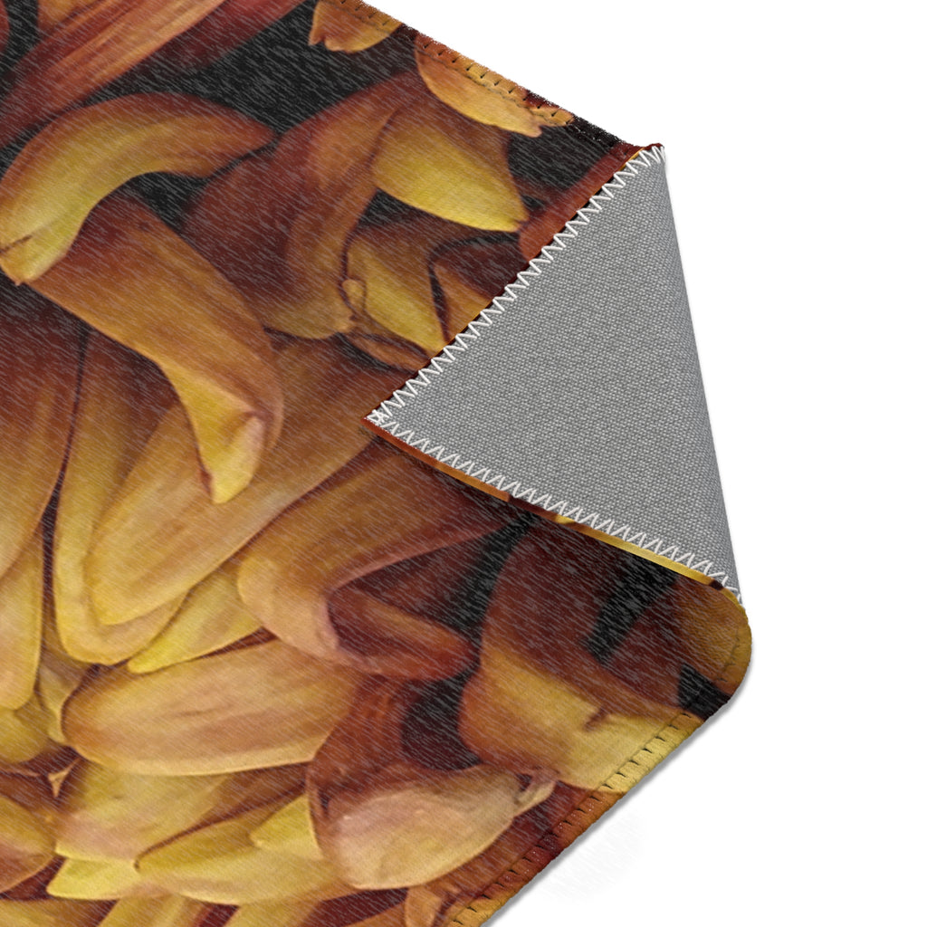 Floral Chrysanthemum Area Rug — Warm Autumn Petal Design