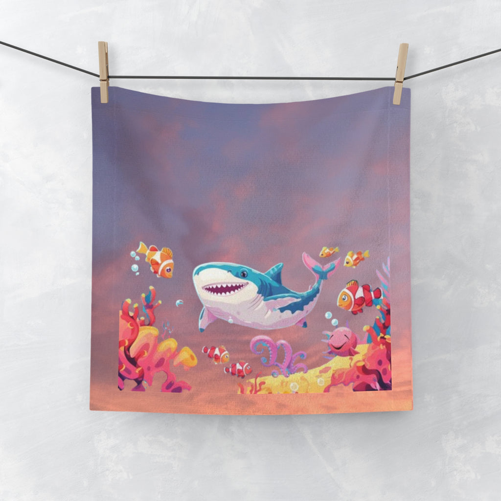Blue Dahlia Face Towel — Floral Decorative Cotton Washcloth