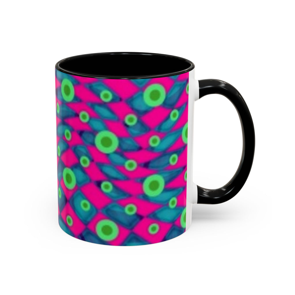 Abstract Neon Pattern Coffee Mug — Vibrant Retro Geometric Accent Mug (11/15oz)