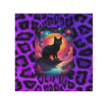 Mystic Black Cat Face Towel — Purple Leopard Moonlight Design