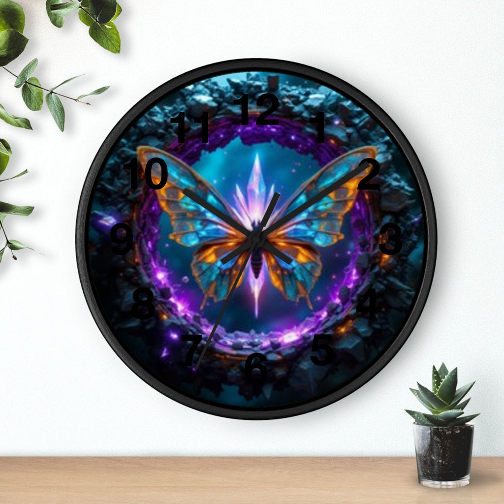 Mystic Butterfly Wall Clock — Neon Fantasy Home Decor