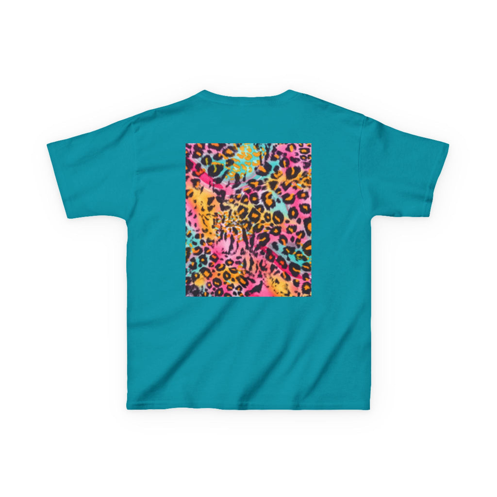 Kids Leopard Cub T-shirt — Colorful Leopard Print Back