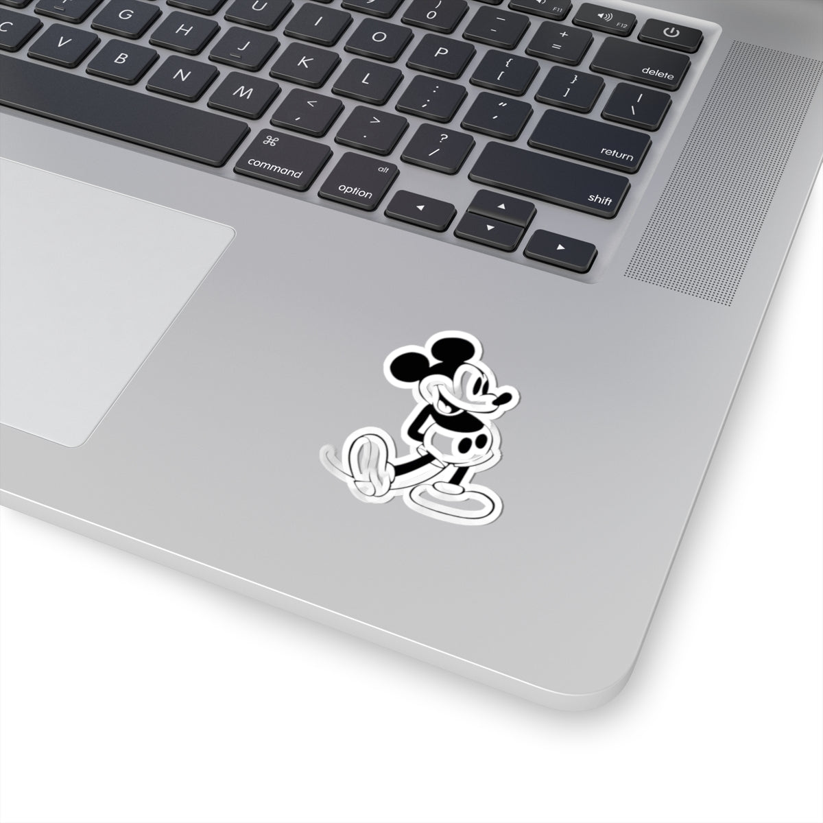 Vintage Cartoon Mouse Sticker — Retro Black & White Kiss-Cut Decal for Laptops, Water Bottles, and Scrapbooks