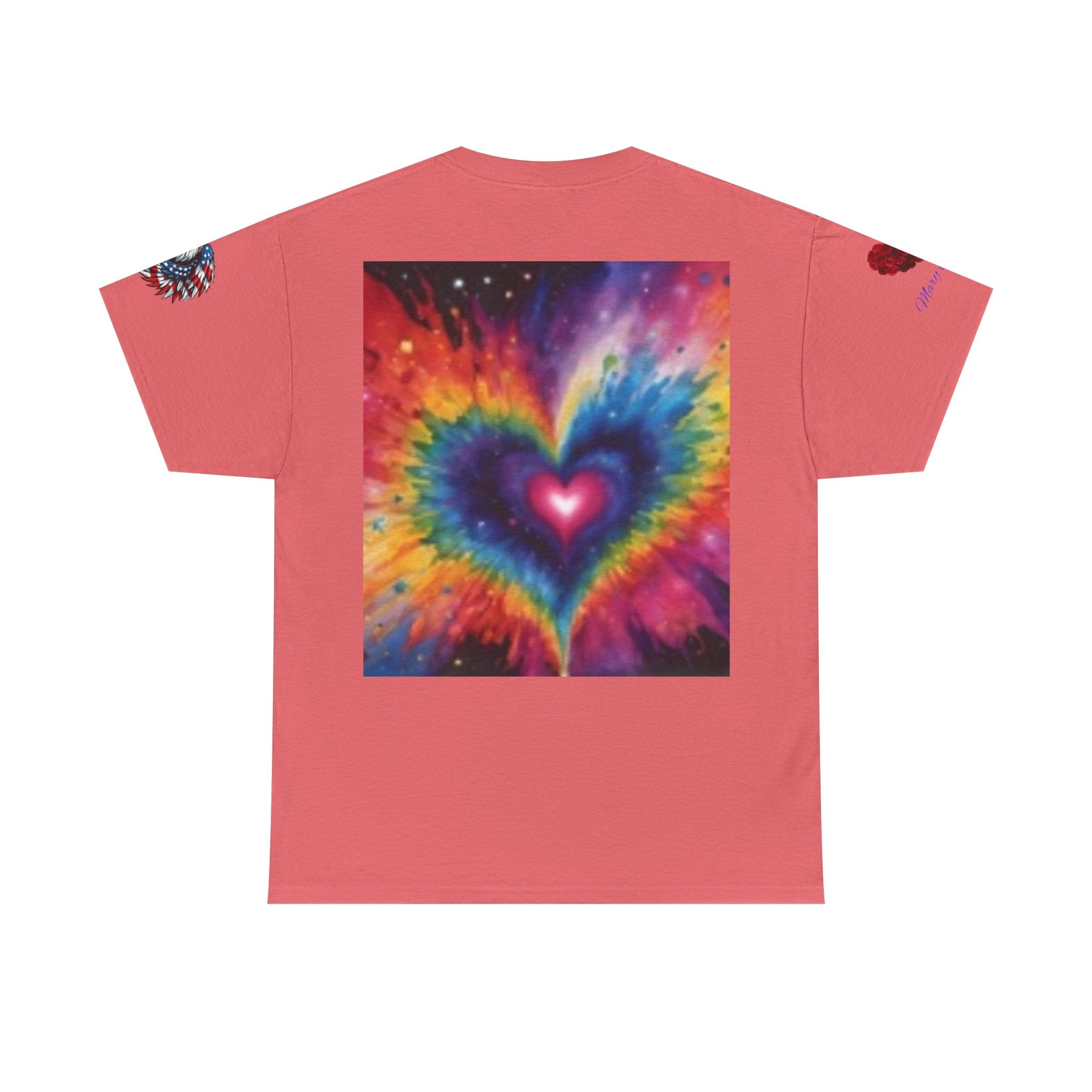 Mary Jordan Colorful Animal Print Patriotic Heart T-shirt