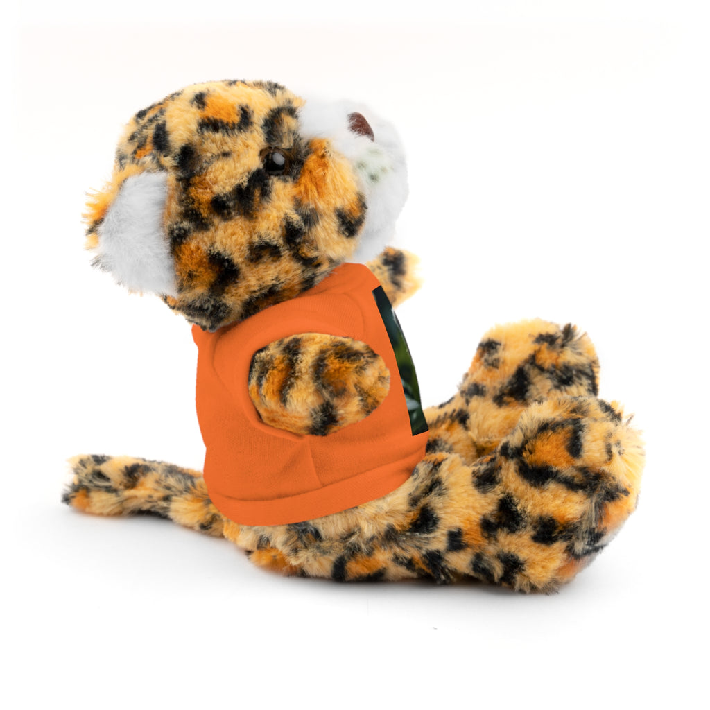 Plush Teddy Bear with Leopard Cub Tee — Cute Animal Gift for Kids & Wildlife Lovers
