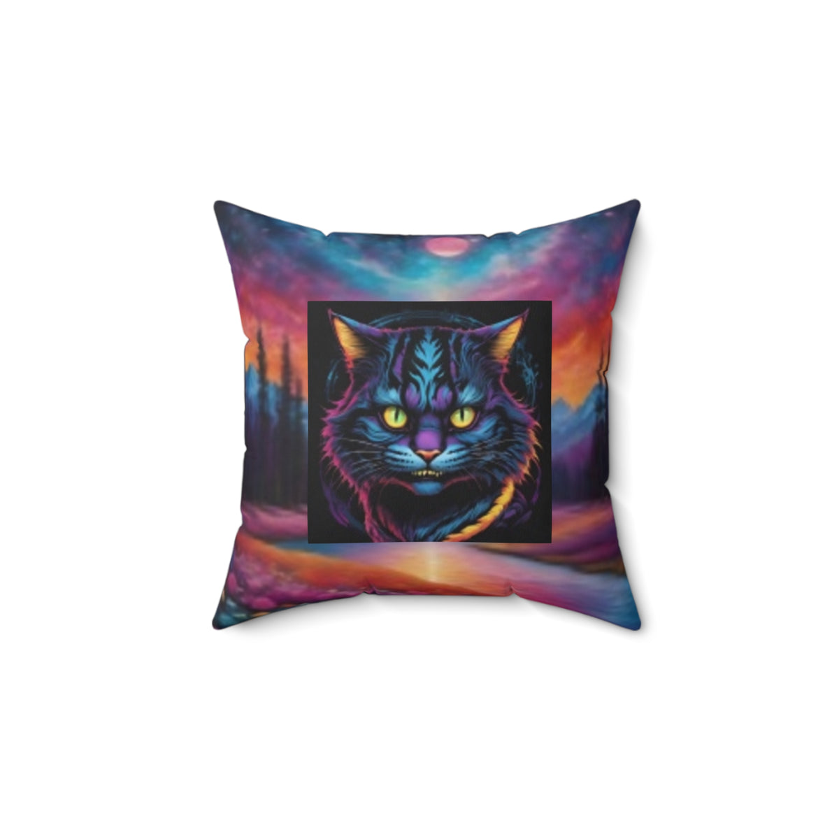 Pillow — Neon Cosmic Cat Decorative Throw Pillow
