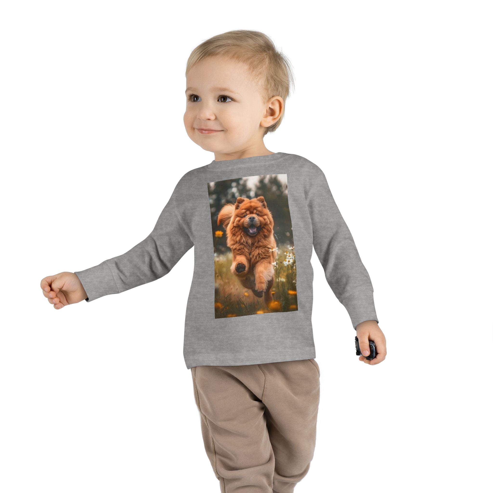 Toddler Long Sleeve Tee — Joyful Running Chow Chow Dog Photo Tee