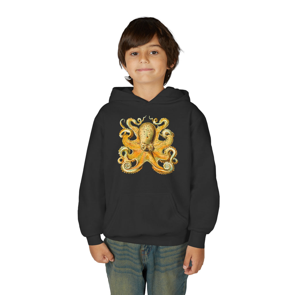 Youth Hoodie with Vintage Octopus & Underwater Scene — Kids Ocean Crew Pullover