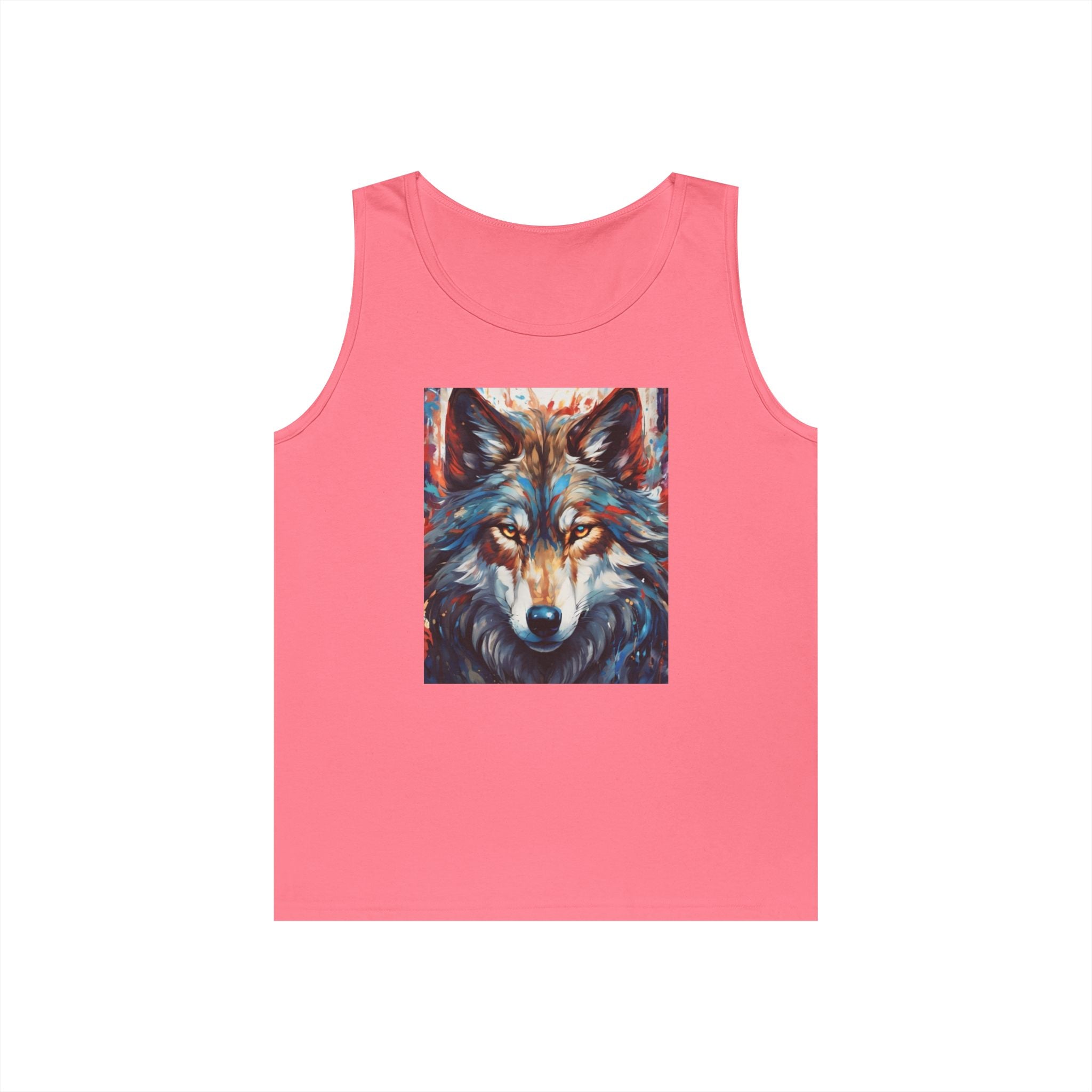 Wolf Portrait Tank Top — Colorful Artistic Wolf Face Graphic Tee