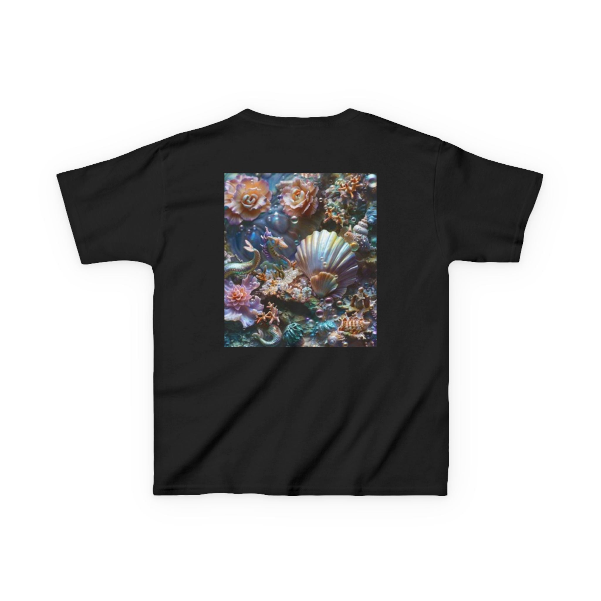 Kids Dolphin Sunset & Shells T-Shirt — Colorful Underwater Ocean Scene