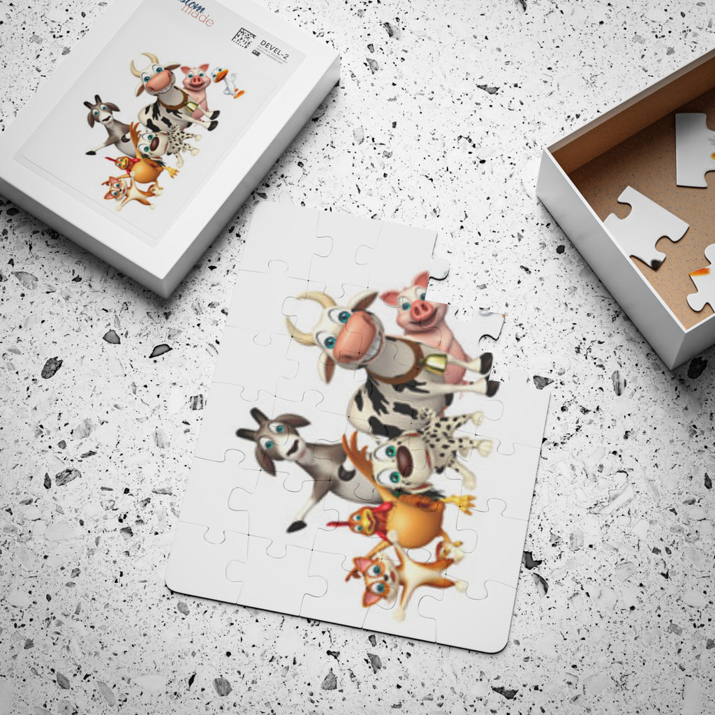 Farm Animal 30-Piece Kids Puzzle — Cute Cartoon Barnyard Animals Jigsaw for Toddlers