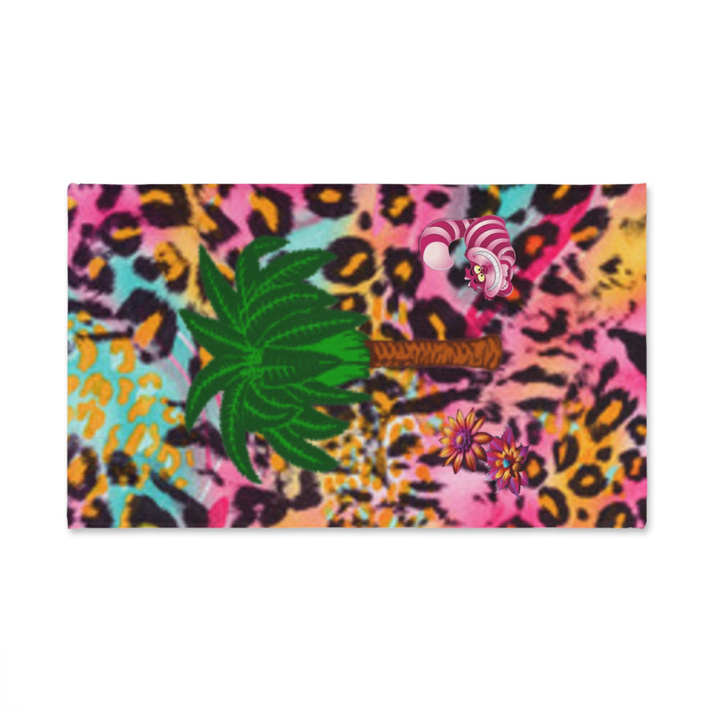 Tropical Leopard Palm Hand Towel — Colorful Palm Tree & Floral Beach Vibe