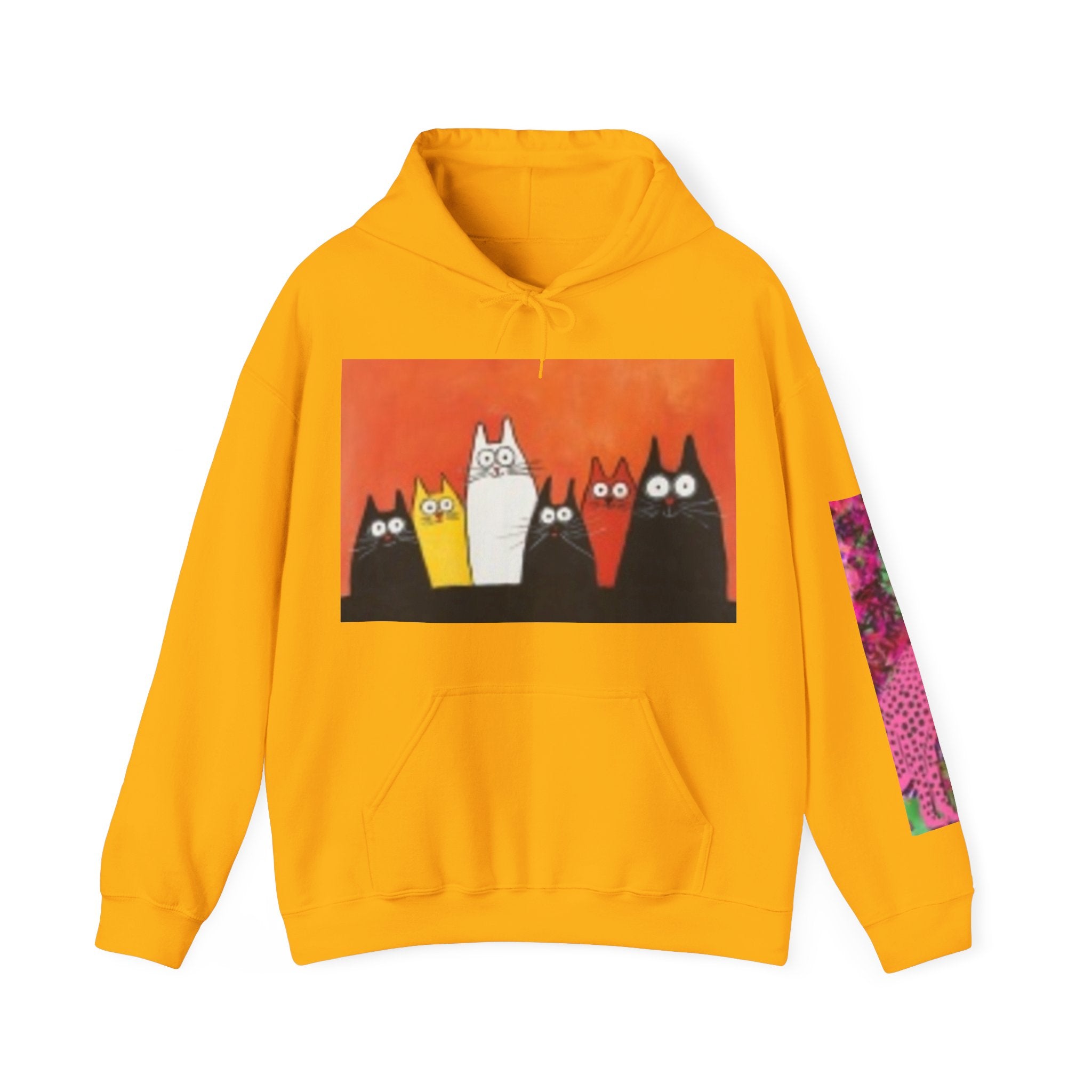 Cat Crew Hoodie — Colorful Curious Cats Graphic Sweatshirt