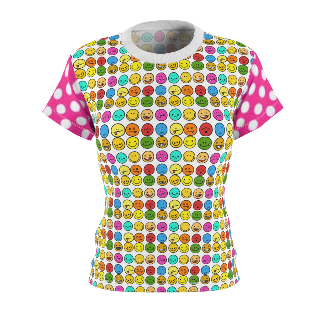 Women's Emoji T-shirt— Colorful Smiley All-Over Print Shirt