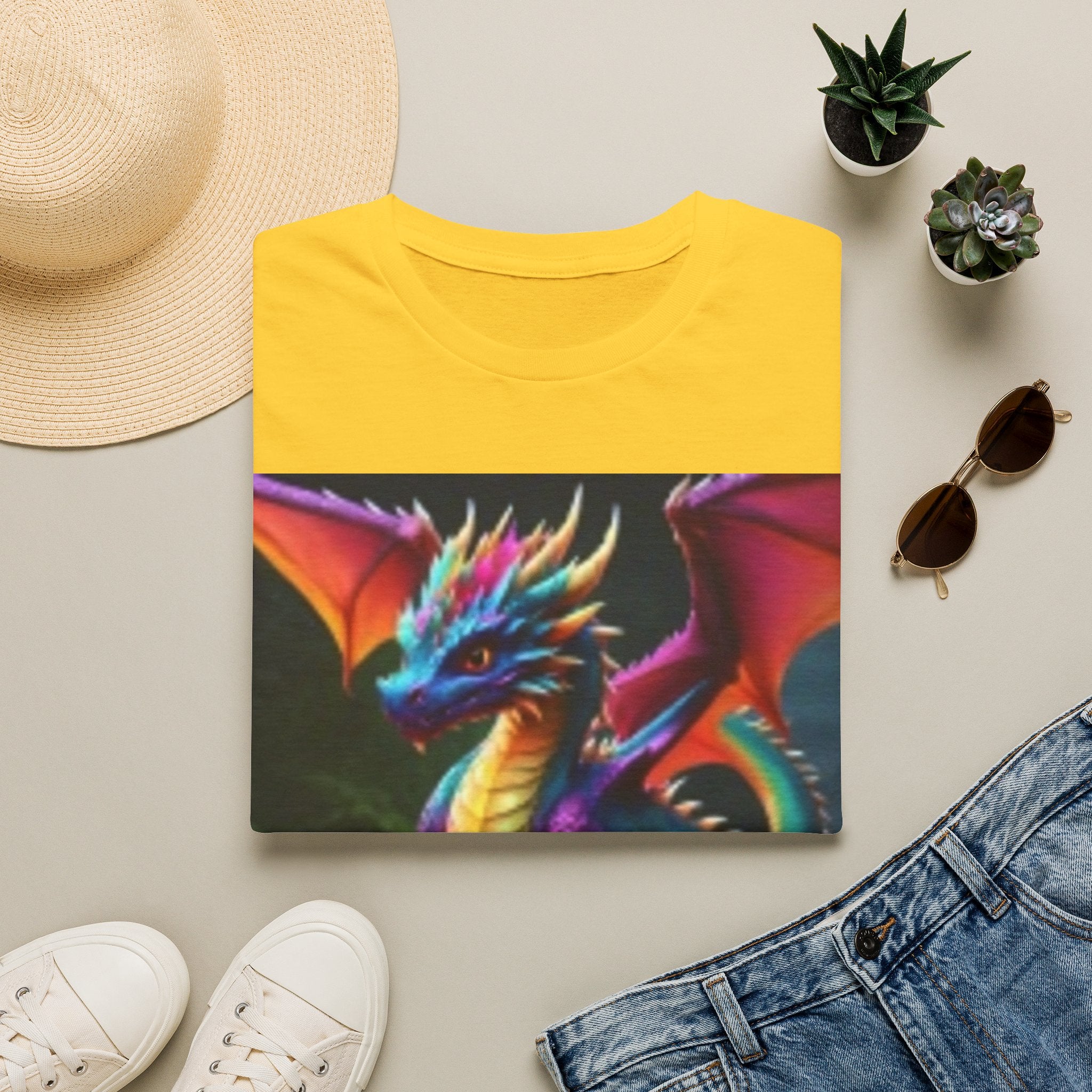 Colorful Fantasy Dragon T-Shirt — Vibrant Rainbow Baby Dragon Graphic Tee