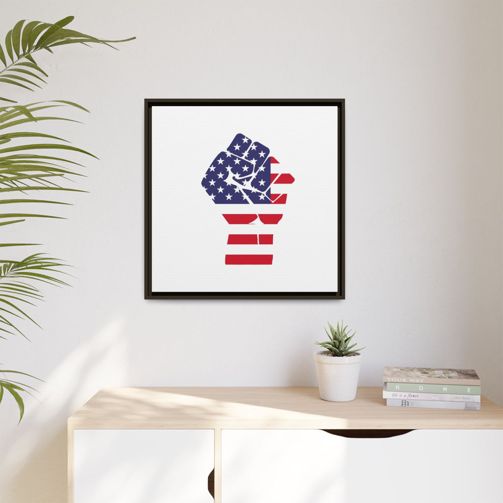 Framed Canvas Print – American Flag Fist Wall Art