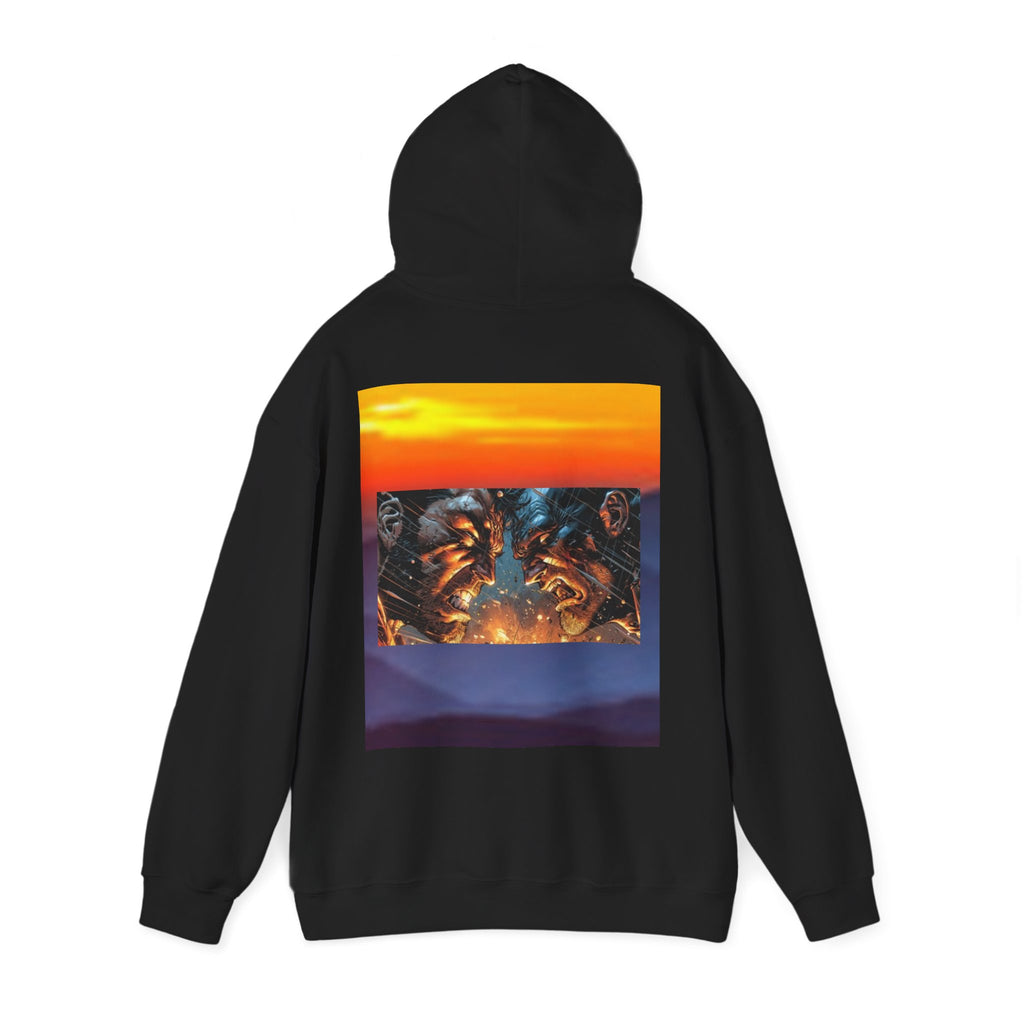 Marijuana Leaf Hoodie with Two Men Angry — Casual Streetwear Pullover