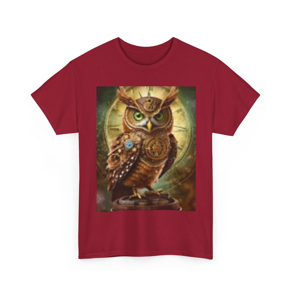 Steampunk Owl Graphic Tee — Vintage Mechanical Owl T-Shirt